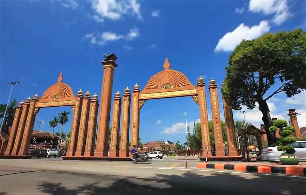 Iconic red archway in Kota Bharu Kelantan
